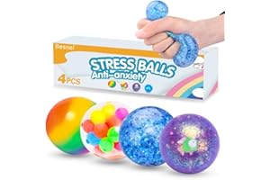 BESNEL Stress Balls Set, Squishy Stress Ball, 4 Pack Squeeze Ball for Adults, Squeeze Ball for Adults Stress Relieve, Stress Relieve, Increase Entertainment