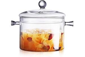 Glass Cooking Pot and Pan Set with Lid - 1.5 Liter (Heat Resistant Borosilicate Glass Cookware Stovetop Pot Set - Simmering S