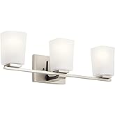 Kichler 55017NI Roehm Vanity, 3-Light 225 Total Watts, Brushed Nickel