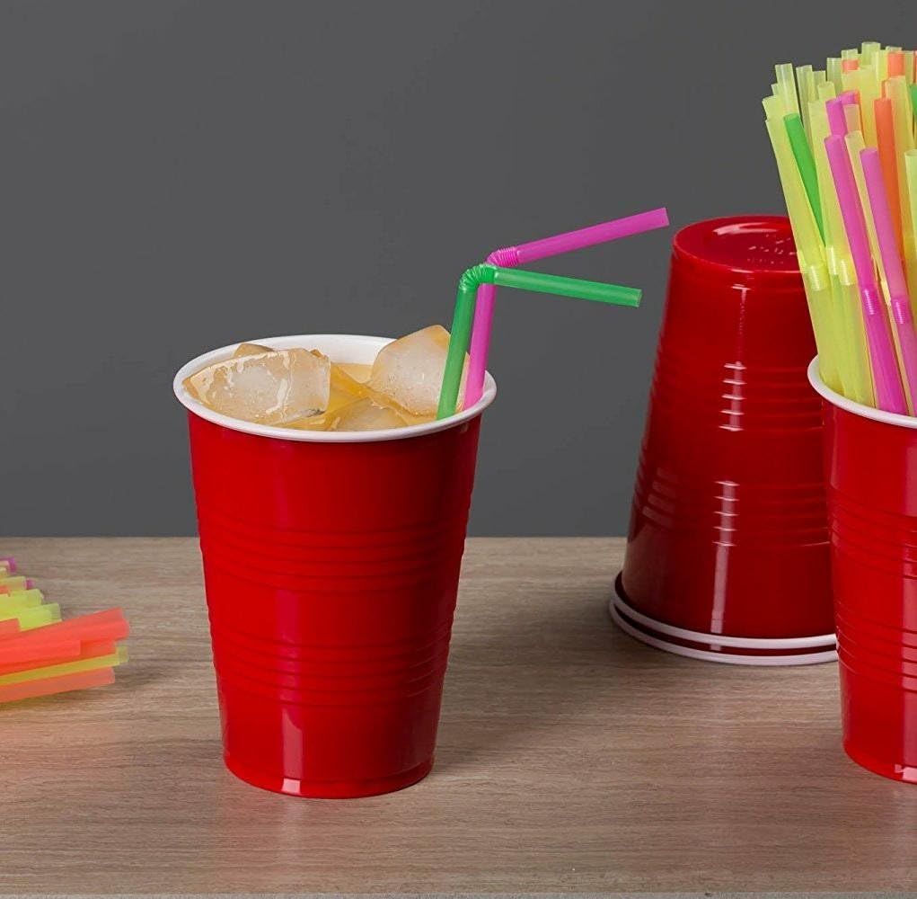 [500 Pack] Neon Colored Drinking Straws - Flexible, Disposable Kid Friendly, Assorted Colors: Kitchen & Dining
