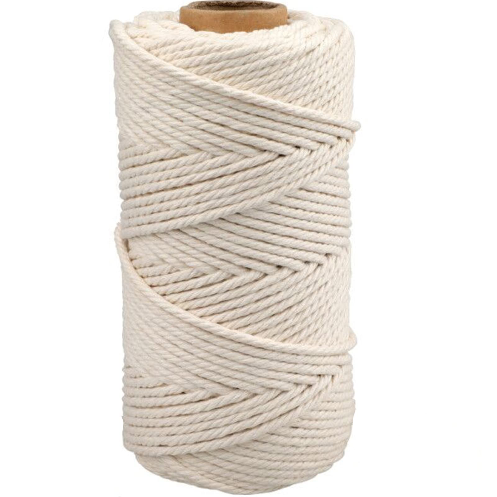 G2PLUS White Macrame Cotton Rope Cord 4MM Craft Cotton Twine String, 100M Durable Bakers Twine for for Wall Hanging DIY Crafts and Handmade Arts