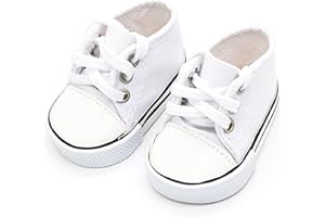 PUHIKE White Doll Shoes, Doll Canvas Shoes for 18-Inch Dolls American Dolls Accessories Canvas Sneakers with Laces for 18 Inch Boy or Girl Dolls 18 Inch Doll Accessories