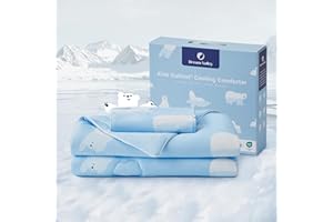 Dream Valley® Outlast® Cooling Kids Comforter with 1 Pillowcase Set, NASA-Grade Technology Cooling Blanket for Toddler, Q-Max > 0.45 Aerocoo Soft and Cool, Polar Bear, 50 * 70*