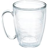 Tervis Clear & Colorful Tabletop Made in USA Double Walled Insulated Tumbler Travel Cup Keeps Drinks Cold & Hot, 16oz Mug, Clear