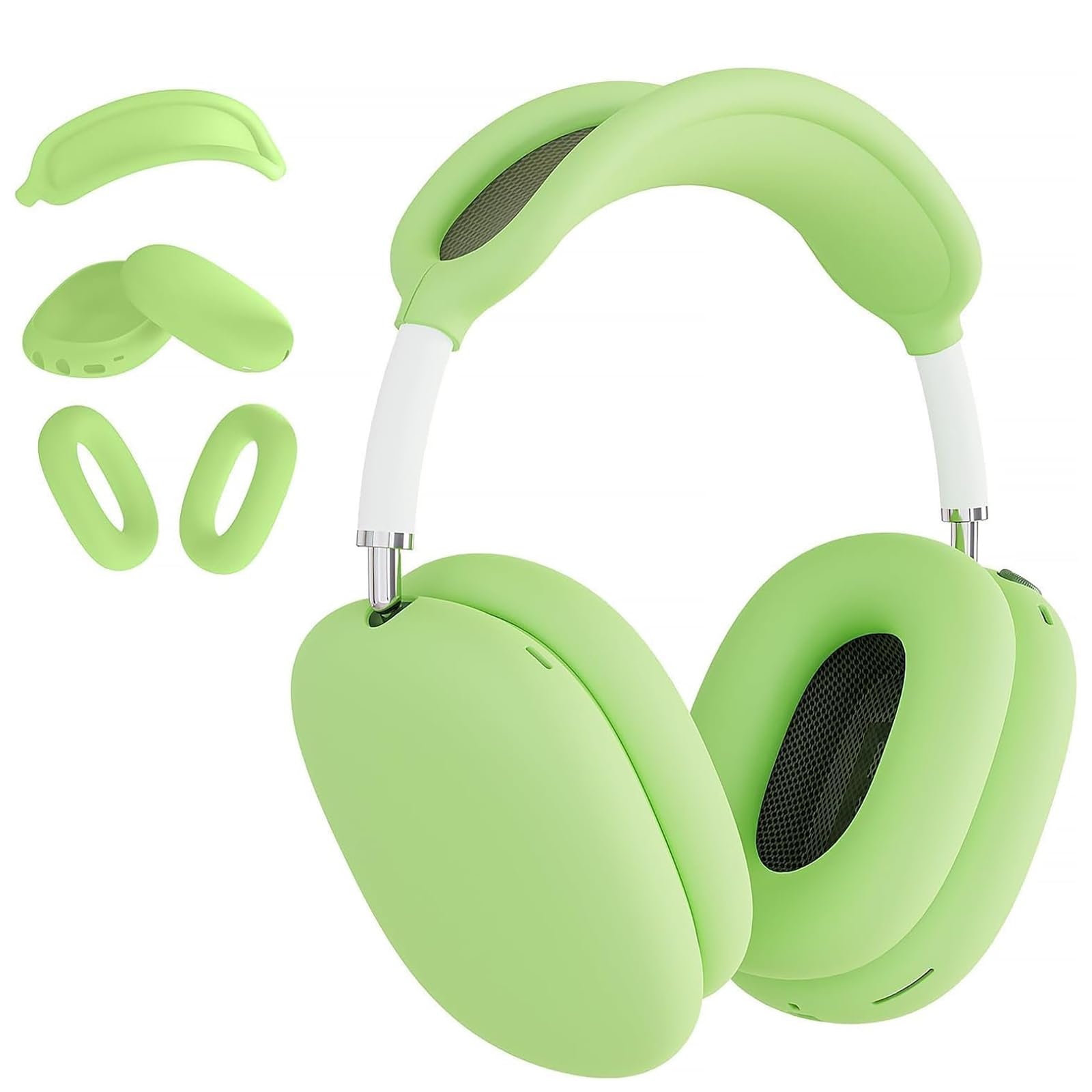 Photo 1 of 3 in 1 Silicone Case Cover for AirPods Max Headphones, Anti-Scratch Ear Pad/Ear Cups/Headband for AirPod Max, Accessories Silicone Protector for Apple AirPods Max (Green-2)
