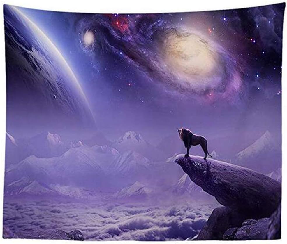 Amazon Com Wshine Nature Space Galaxy Tapestry Wolf Lion Wall Hanging Home Decor Party Supplies Bedspread 7 L Home Kitchen