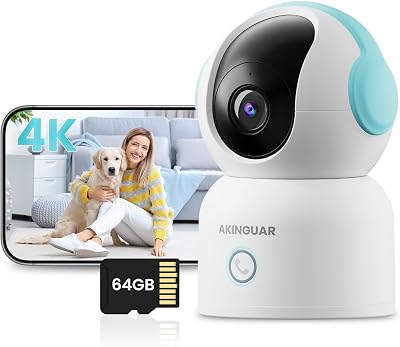 4K Caméra Surveillance WiFi Intérieure avec Carte Mémoire 64Go
