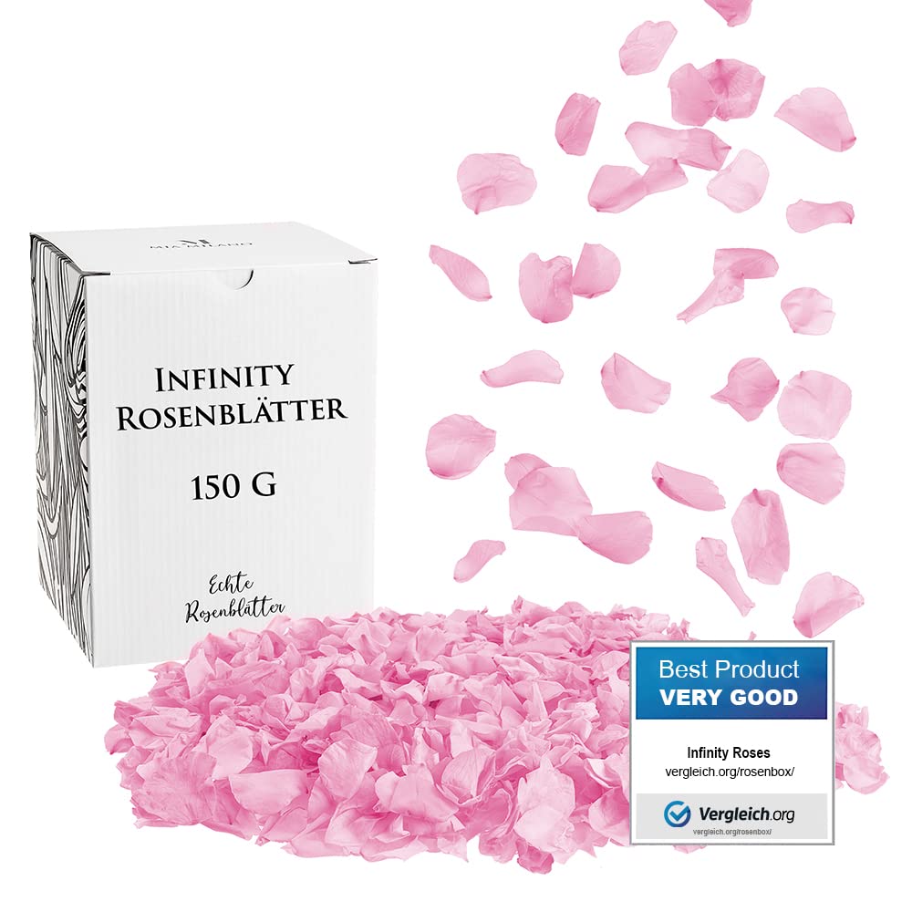 Mia Milano rose petals pink dried I 150 g Real rose petals ideal as Valentine's Day decoration gift I Preserved petals (5 year shelf life) Romantic gift for women with rose fragrance
