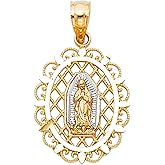 14k REAL Tri Color Gold Religious Our Lady of Guadalupe Charm Pendant
