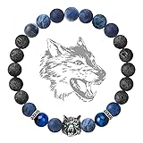 Karseer Viking Wolf Spirit Bracelet with Blue