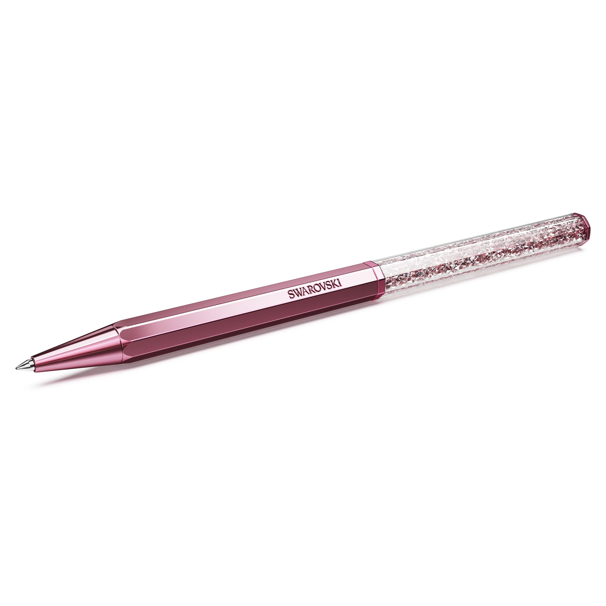 Swarovski Crystalline Ballpoint Pen, Pink Lacquered Barrel with Eight Crystal Facets and More Than 400 Clear Crystals, from the Crystalline Collection