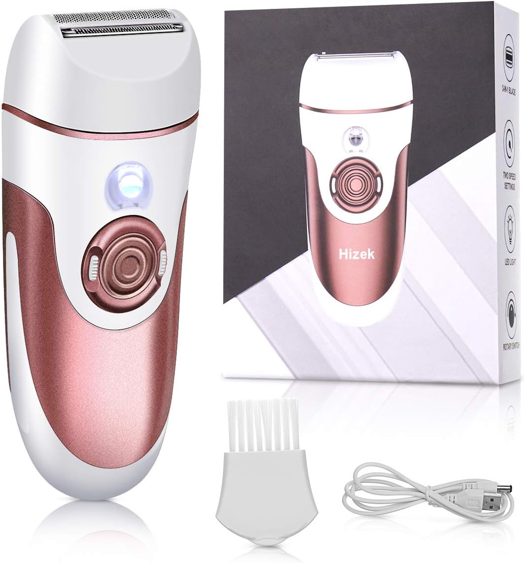 Lady Shaver, Hizek Bikini Trimmer for Women, Rechargeable Cordless Hair Removal for Arm Leg Bikini with LED Light