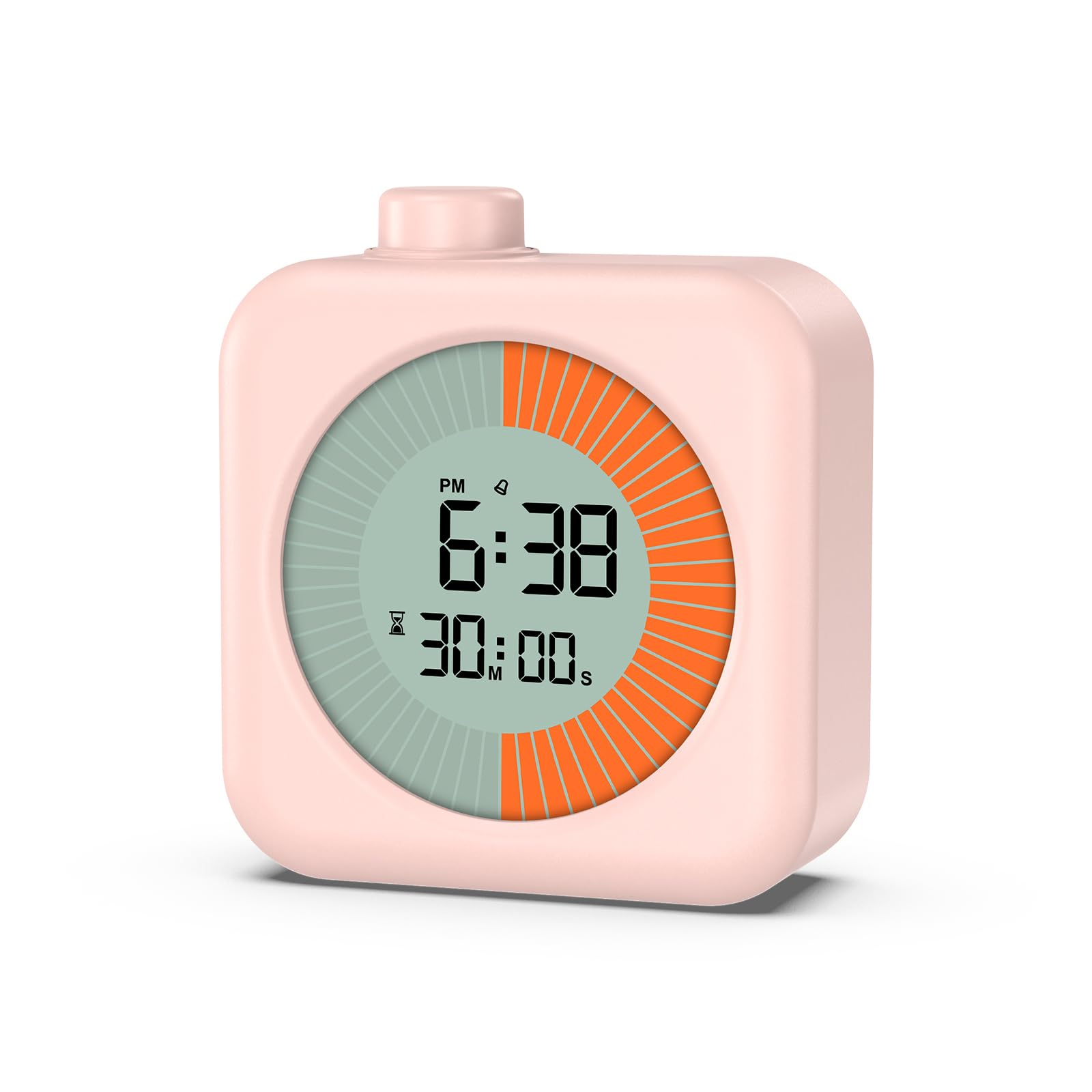 ORIA Digital Visual Timer with LCD Screen, Snooze, 12/24H, Clock, Silent Timer for Kids - Pink