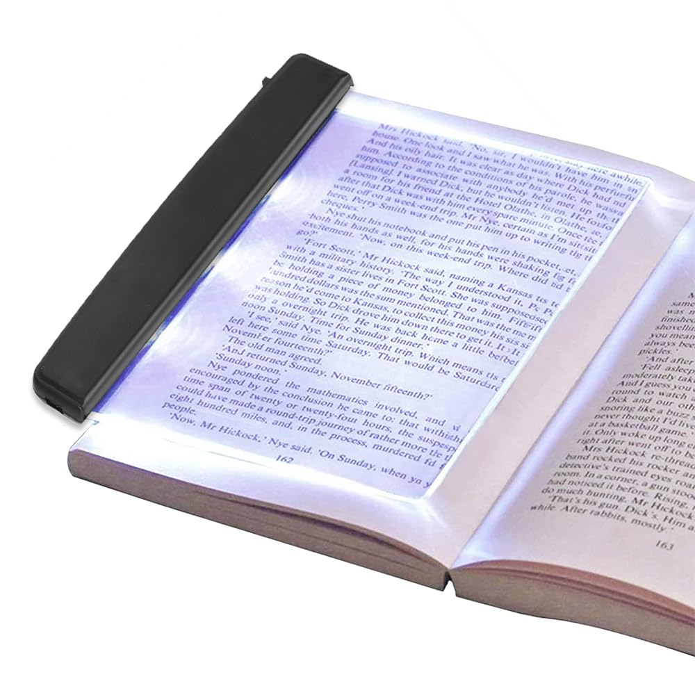 Hapivida LED Flat Book Light, Portable Flat Plate Book Reading Light, Eye Protection, Desk Lamps for Night Reading