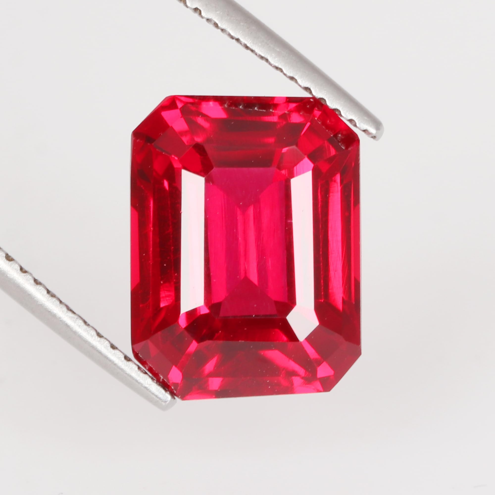 REAL-GEMS - Genuine! Emerald Cut Red Ruby 16. Carat Loose Gem Stone For Pendant Making