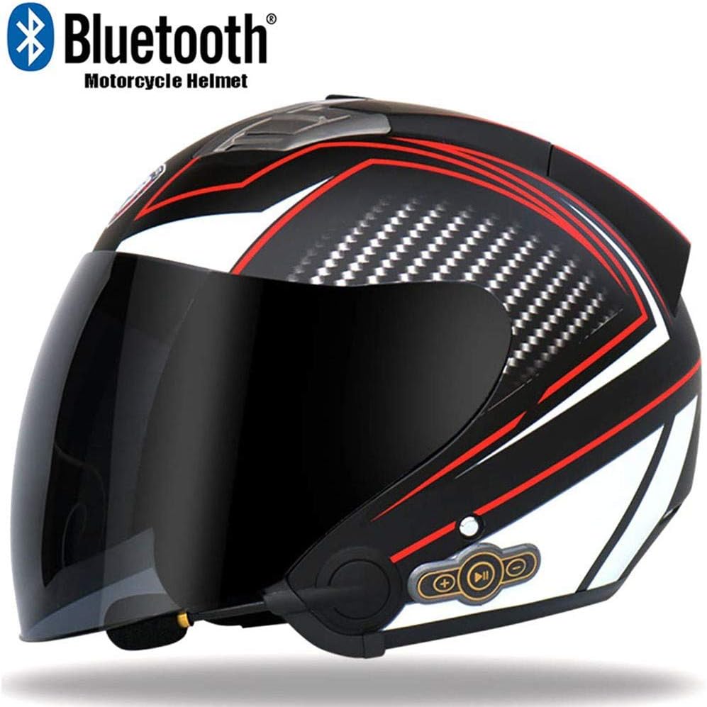 DaMuZ Motorcycle Open Face Bluetooth Helmet Motorbike Moped Jet Half Helmet Personality Motocross Helmets Men And Women Electric Car Helmet DOT Approved For Cycling, Scooters Traveling
