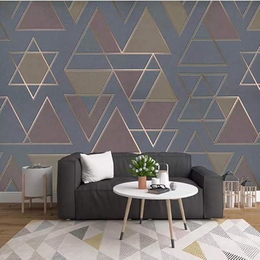 Dianer Papel Tapiz Mural De Pared 3D Líneas Geométricas Azules Retro