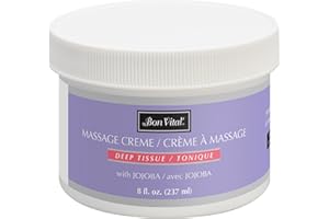 Bon Vital' Deep Tissue Massage Creme, Professional Massage Therapy Cream for Muscle Relaxation, Injury Recovery, Deep Muscle Manipulation, & Sports Massages, 8 Ounces (Packaging May Vary)