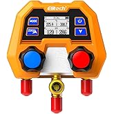 Elitech Digital Refrigerant Manifold Gauge for HVAC, R410A R454B, DMG-2SE | 88 Refrigerants, &plusmn;1% FS Accuracy, P/T Calculation, Evap &amp; Cond Temp, Rugged Housing, 1/4" SAE, 3 Port