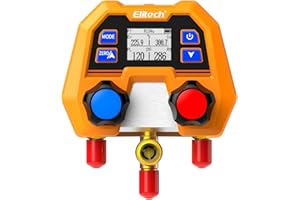 Elitech Digital Manifold Gauge for HVAC, Refrigeration & AC Systems - Supports R410A/R454B/R134 etc. Refrigerants, Pressure & Temperature Measurement, 3 Port, LCD Display, DMG-2SE