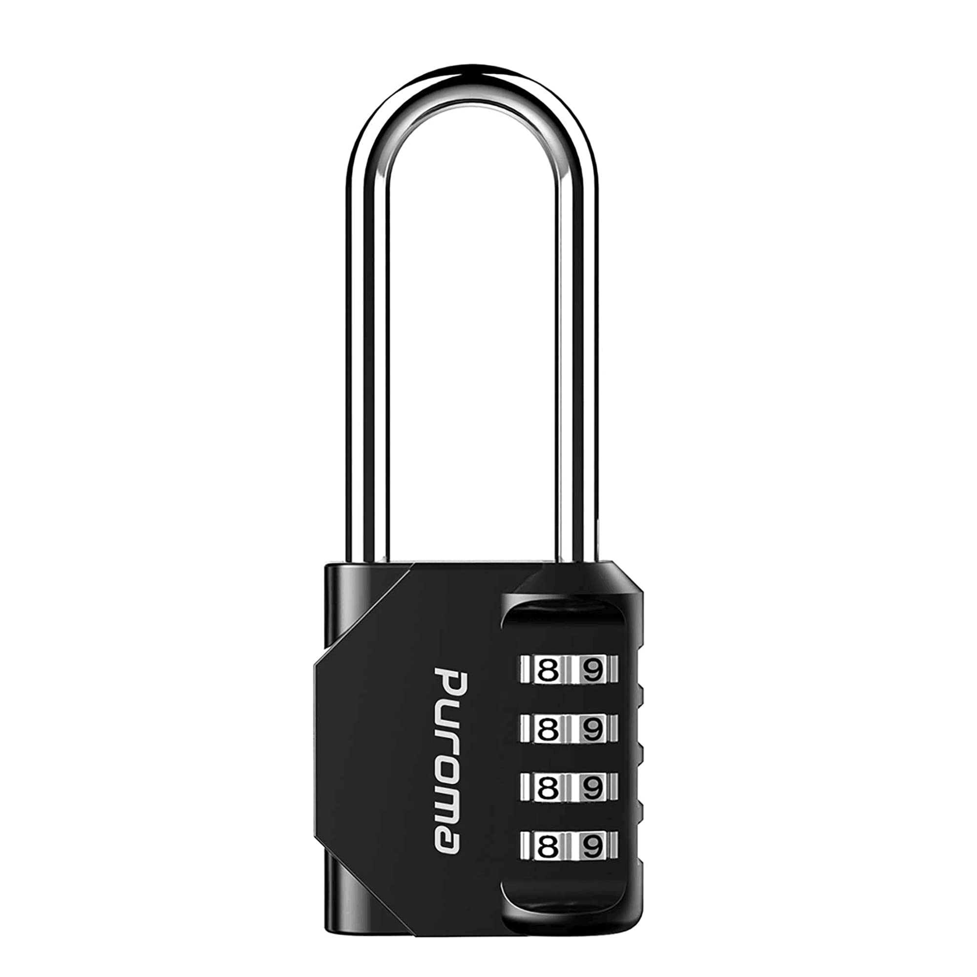 Photo 1 of Puroma 1 Pack 2.6 Inch Long Shackle Combination Lock 4 Digit Outdoor Waterproof Padlock for Hasp Locker Lock, Sports Locker, Fence, Gate, Toolbox, Case, Hasp Storage, Cabinets (Black)