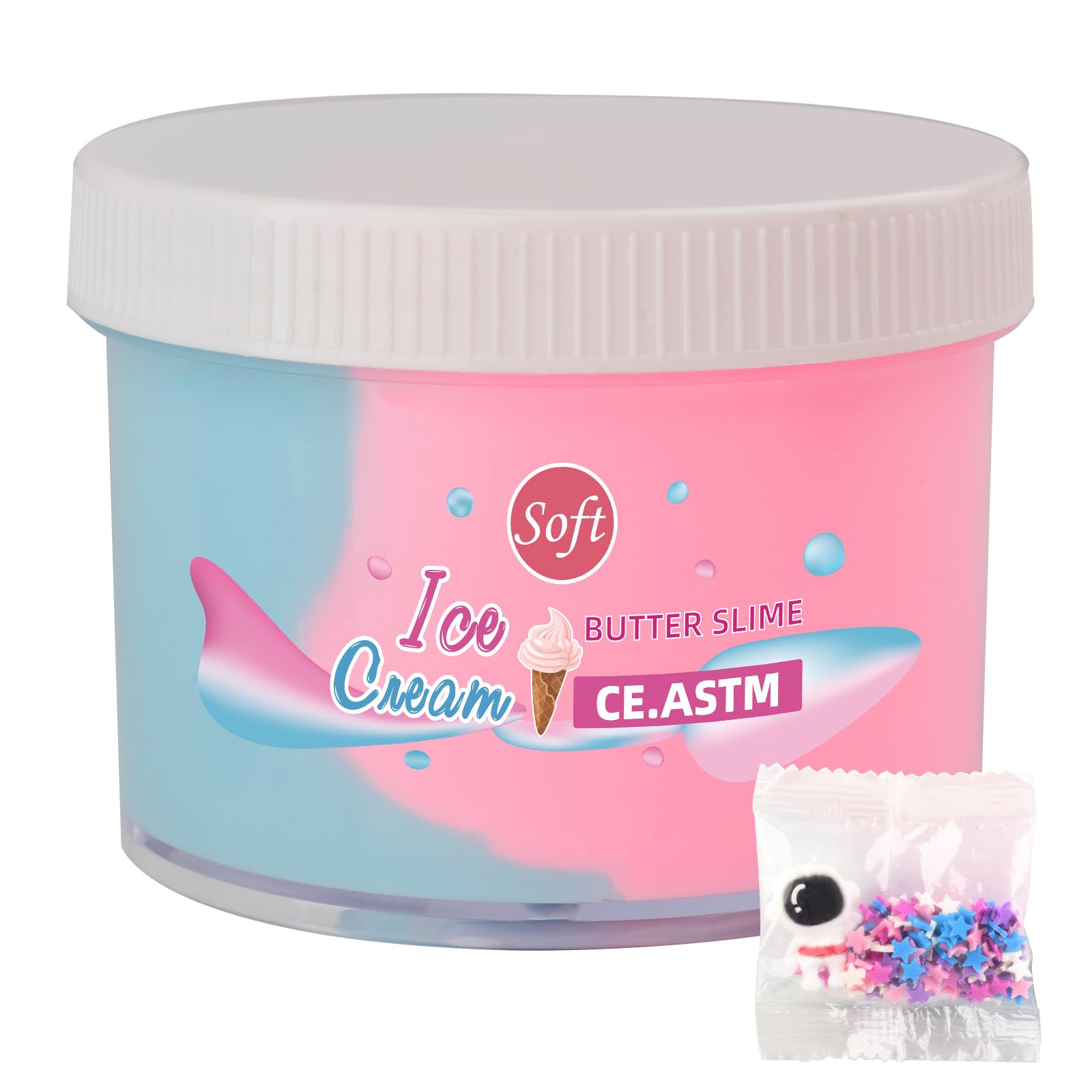 KelvSbem Dual Color Butter Slime Pack, Non-Sticky Super Soft and Scented, Astronaut Slime Pack for Kids Party Favors, Birthday Gift, School Prizes, Stress Relief and Fidget Toy — image 1