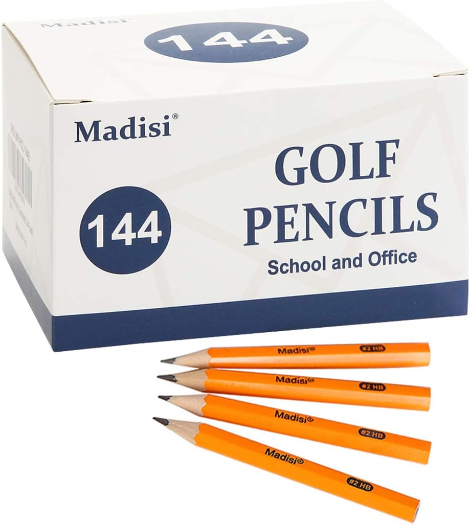 Madisi Golf Pencils, 2 HB Half Pencils, 3.5" Mini Pencils
