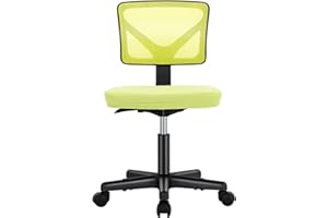 Sweetcrispy Office Computer Desk Chair, Ergonomic Low-Back Mesh Rolling Work Swivel Chairs with Wheels, Armless Comfortable Seat Lumbar Support for Home, Bedroom, Study, Student, Adults, Green