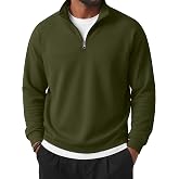 SteloVibe Mens Quarter Zip Pullover Mock Neck Sweatshirt | Big and Tall Cotton Sweater, Warm 1/4 Zip Long Sleeve Polo Shirts, Golf Daily Collared Tops, Layering Friendly Fall Clothes