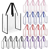 Voittozege 20 Pcs Clear Tote Bag Bulk 12 x 12 x 6 Inch Transparent Plastic Tote Bags with Handles Stadium Approved Tote Bag See Through Bag for Wedding Party Sports Concerts