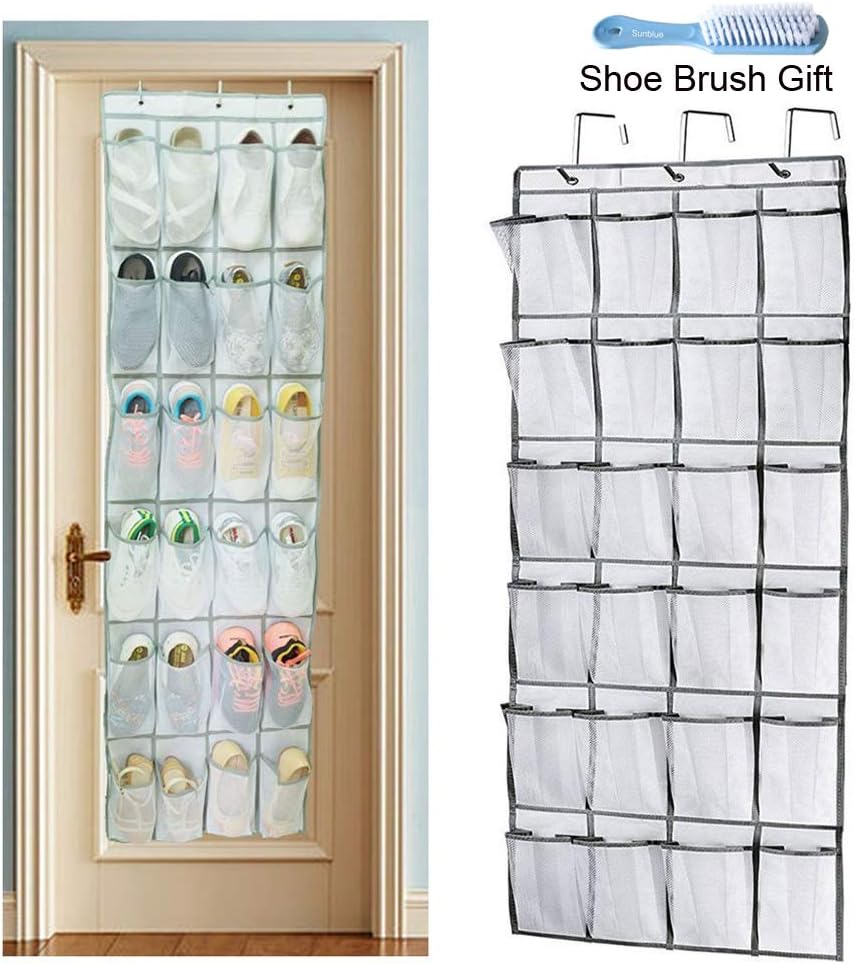 Sunblue Over Door Shoe Organiser Storage Rack, 24 Mesh Pockets Heavy