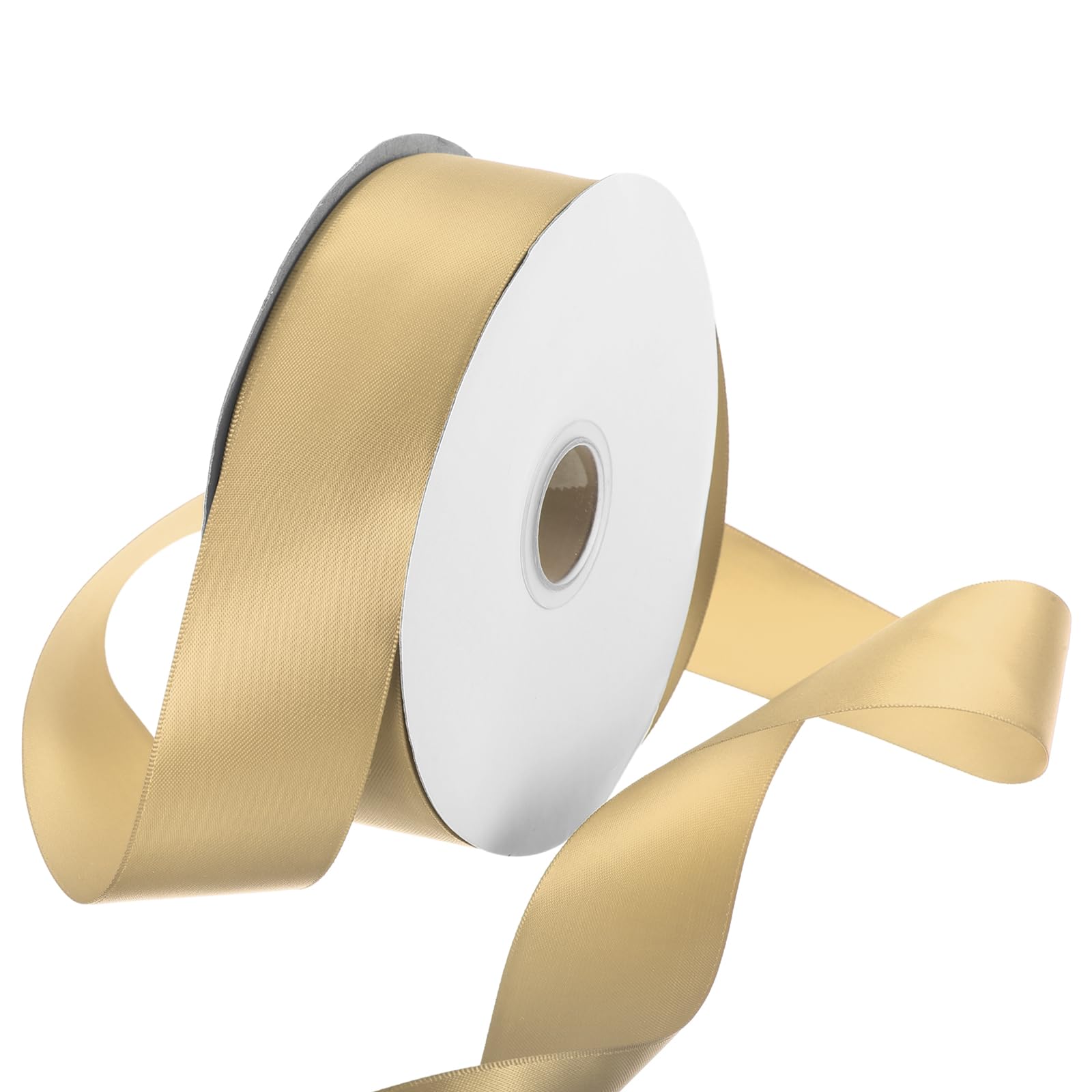 Rebower 38mm Satin Ribbon 46m Thick Double Face Grosgrain Silk Ribbon, [for Gift Wrapping, Hair Bows, Wedding, Cake, Flower] - 50 Yard/150ft/Gold