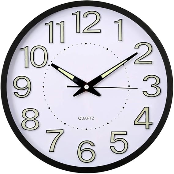 LXZSP Leuchtende Wanduhr, 12-Zoll-Metallwanddämpfer ohne Ticking