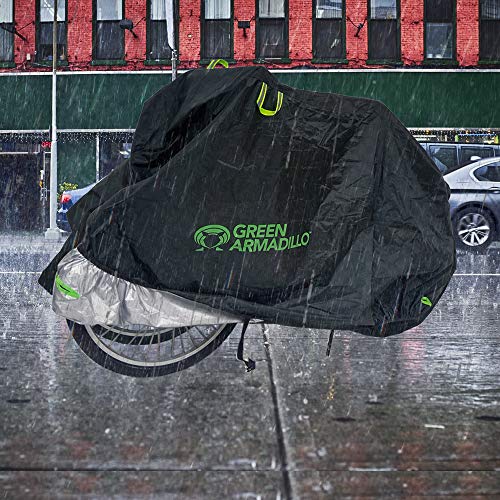 image for Green Armadillo Waterproof Bicycle Cover for 1 Bike with Backpack:, 2 