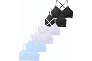 Livona Racerback Training Bra for Girls- 6 Pack Seamless Sports Bra, Padded Everyday Bra Bralette,Crop Cami Tank Top (6-14)
