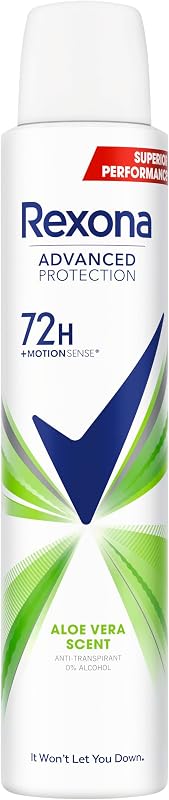 Rexona advanced protection antitranspirante desodorante aerossol feminino aloe vera 72h 200 ml 200 ml, embalagem de 6 unidades