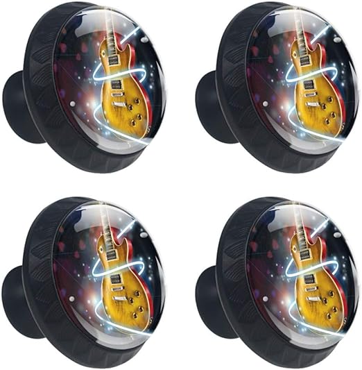 4 Pieces Drawer Knob Pull Handle Guitar And Picks Music Crystal