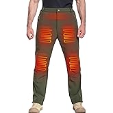DEWBU Heated Pants for Men with 12V Battery Pack Fleece Lined Outdoor Softshell Pants Electric Heating Trousers