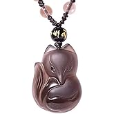 Obsidian crystal Amulet pendant necklace with bead chain for wen or women