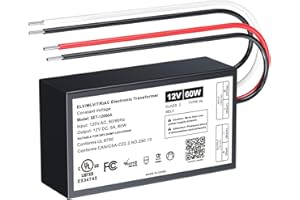 INEXACCESSORIES 60W 12V Dimmable LED Driver, Triac/ELV/MLV AC to DC Power Supply for LED Light, Halogen Bulb, LED Transformer Compatible with Lutron & Leviton Dimmer, for Indoor/Outdoor Use