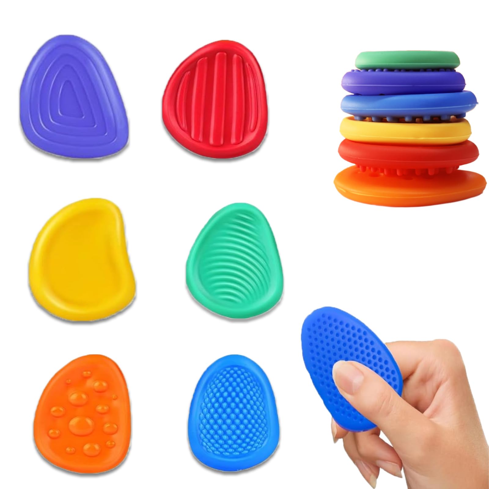 DENEZE 24pcs Fidget Toys Sensory Stone for Kids，Textured Soft Worry Stone for Autism Kids Calming - Fidget Stress Toys for Students Anxiety Relief - Small Prizes Fidget Toys