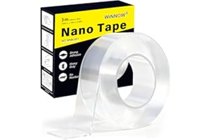 WINNOW Double Sided Heavy Duty Extra Strong Adhesive Tape -Indoor/Outdoor Household Nano Tape Hanging Indoor/Outdoor Christmas Decorations, Lights, Garlands - Reusable and Damage-Free (1.18 inches x 10 feet)