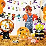 Halloween Party Decorations for Kids - Halloween Party Supplies Set - 91 Pieces(Serves 16) Includes Happy Halloween Banners Witch Balloons Tablecloth Plates Napkins Cups Straws