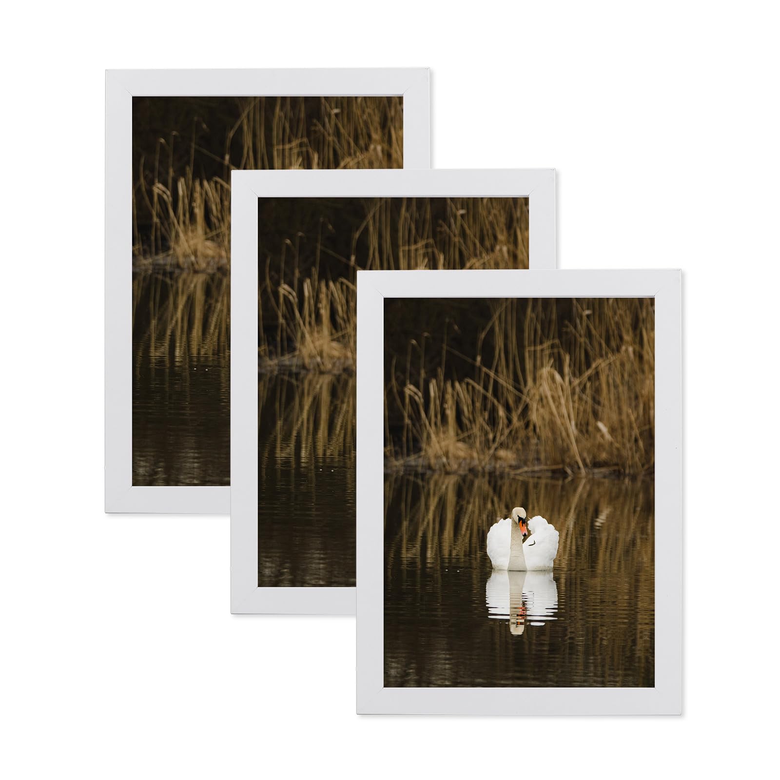 LYYYYX Wooden Picture Frame 5x7IN-13x18cm White Photo Frame with Perspex Set of 3 Certificate Frame Freestanding and Wall Mountable