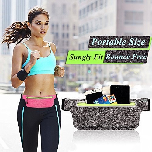 LENPOW Best Running Belt, Ultra Light Bounce Free Waist Pouch Workout Sport Pack Exercise Bag Top Fitness Zipper Pocket for iPhone X 8 7 6 Plus Samsung in Gym Marathon Cycling hiking climbing Sports