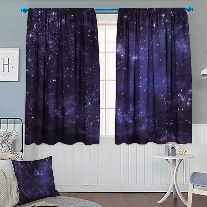 Anhounine Galaxy,Blackout Curtain,Celestial Stars in Night Sky Stardust in Clouds Magical