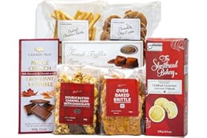 PETER & PAUL'S GIFTS Canadian Snacks Gift Basket with French Truffles, Maple Crunch Bar, Shortbread Cookies, Oven Baked Britt
