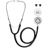 PrimaCare DS-9290-BK Adult Size 22" Stethoscope for Diagnostics and Screening Instrument, Lightweight and Aluminum Double Head Flexible Stethoscope, Black