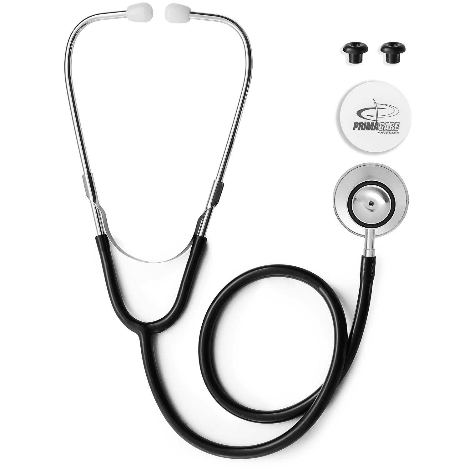 Primacare DS-9290-BK Adult Size 22 Inch Stethoscope for Diagnostics and Screening Instruments Lightweight and Aluminum Double Head Flexible Stethoscope Black
