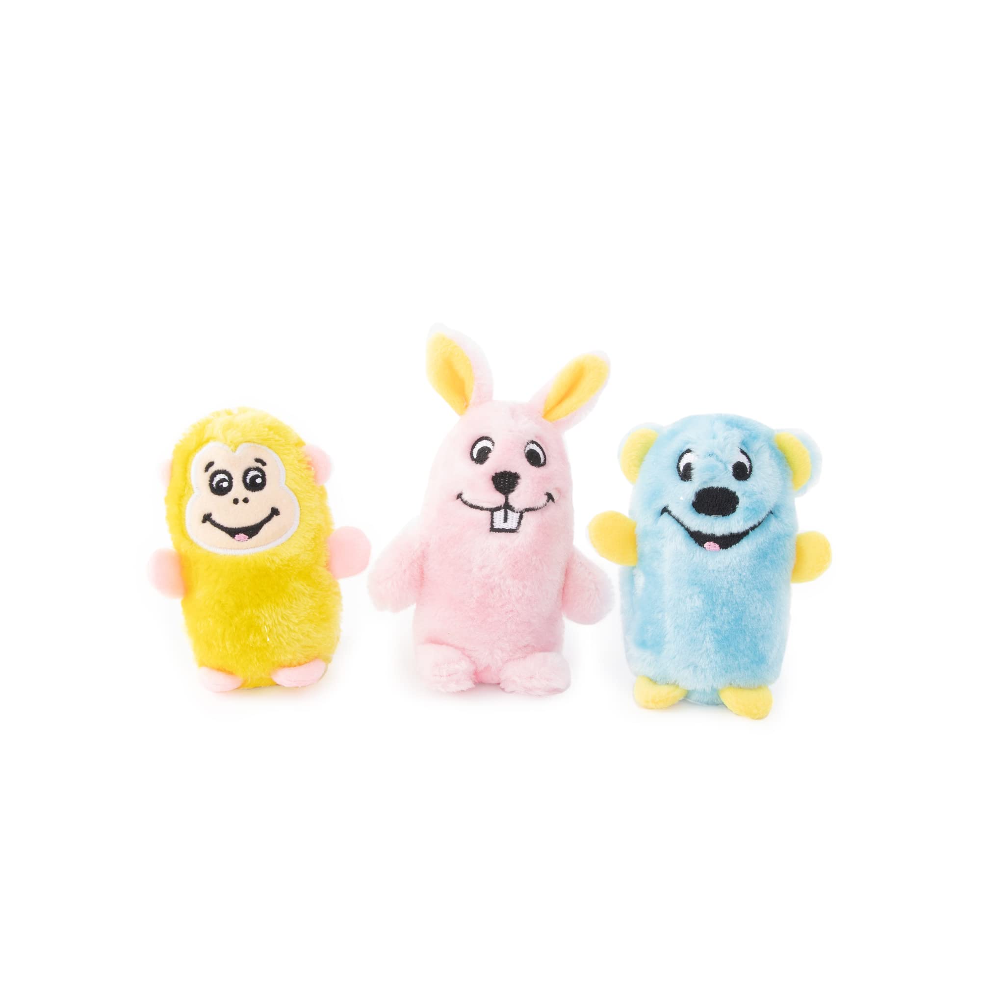 ZippyPaws Squeakie Buddies - 3-Pack, Bear, Bunny, Monkey